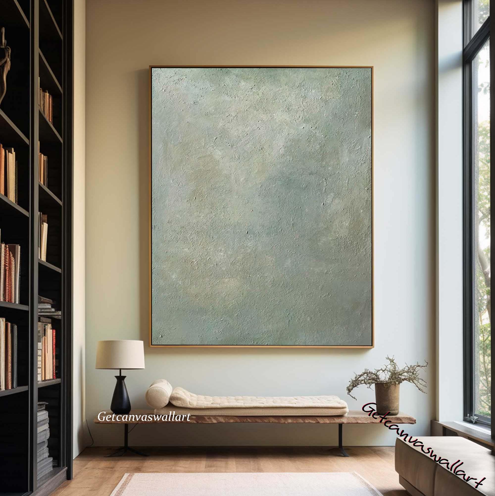 Sage Green Abstract Canvas Art Green Textured Handmade Painting Large ...