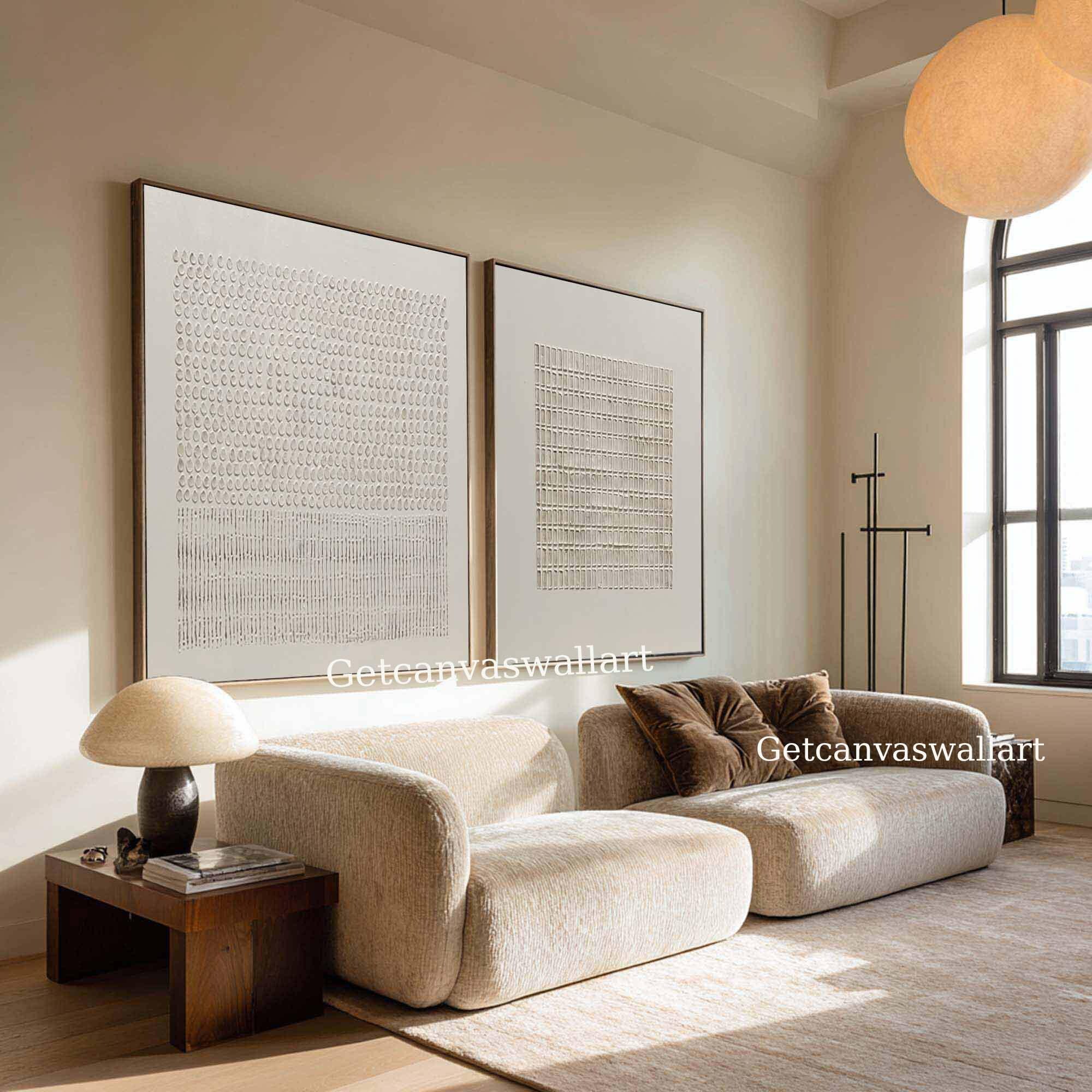 Minimalist Beige 3D Textured Abstract Painting Set of 2 Hand-painted ...