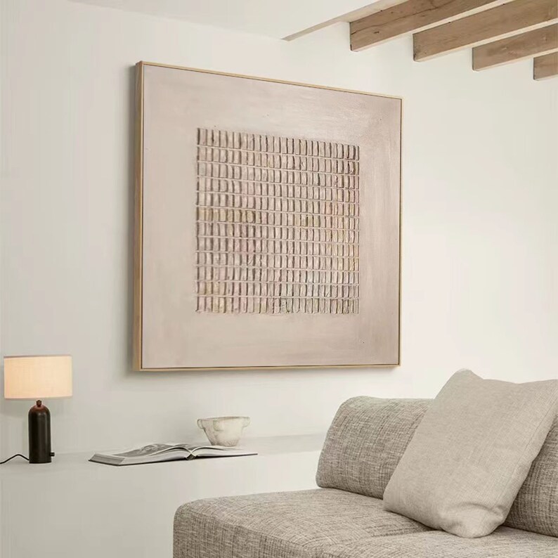 Beige Wall Art Beige Texture Minimalist Canvas Painting Etsy