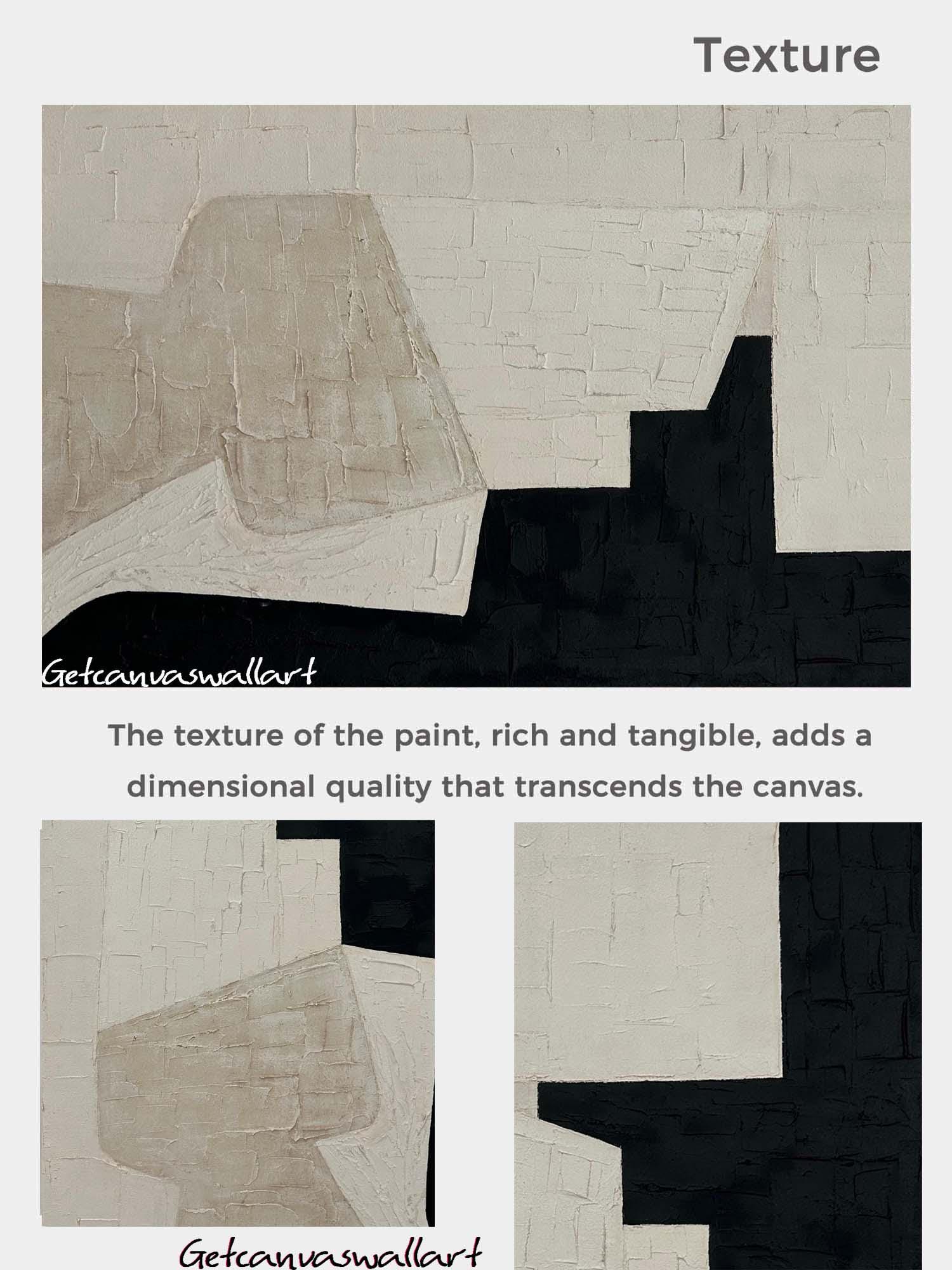 Large Beige Texture Canvas Art Beige & Black Minimalist Abstract ...