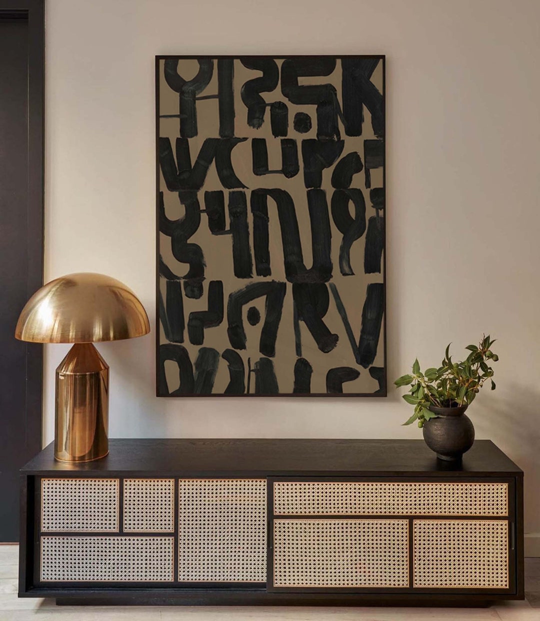 Black and Brown Abstract Art Black Brown Minimalist Painting Etsy