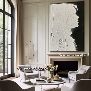 Black and White Woman Portrait Wall Art Original Texture Painting Large ...