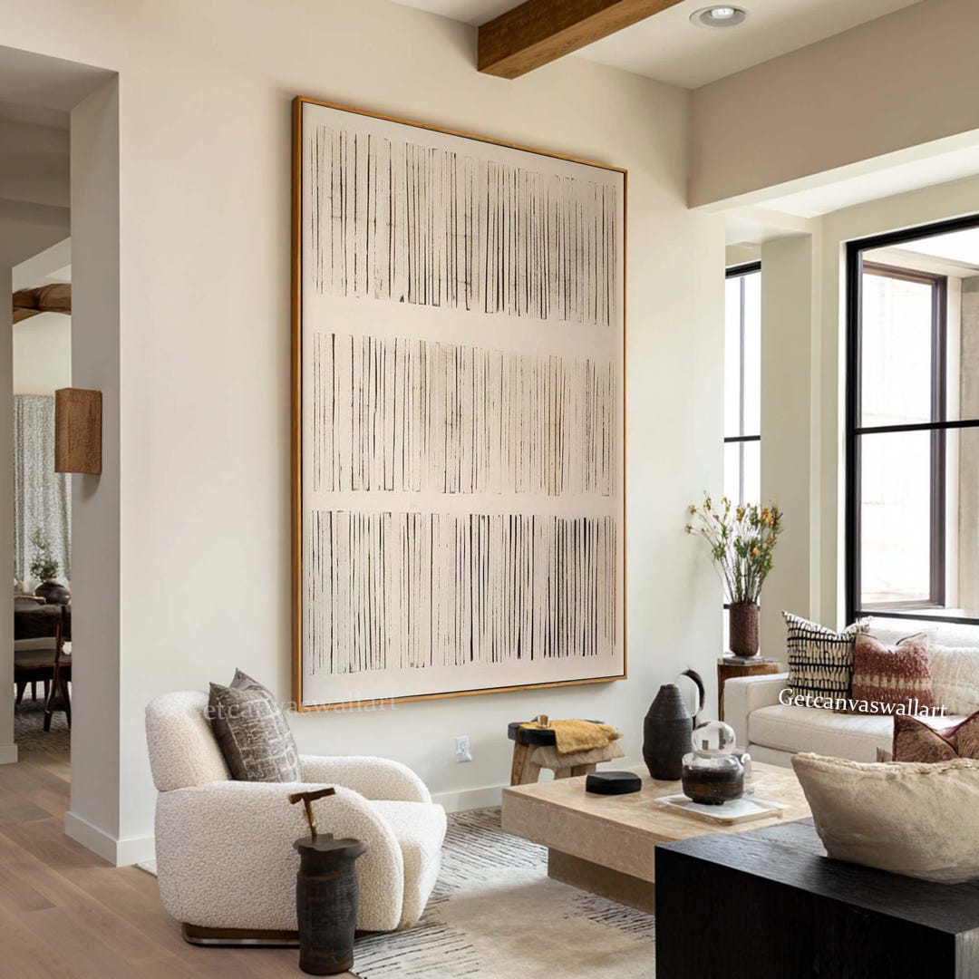 Large Beige Abstract Minimalist Canvas Art Japandi Wall Art Neutral ...