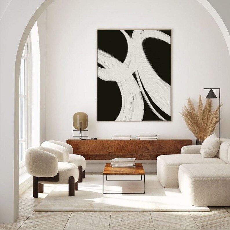 Black Textured Wall Art Extra Large Black and White Abstract Etsy