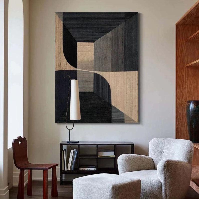 Black Wall Art Black and Beige Abstract Art Original Acrylic Etsy