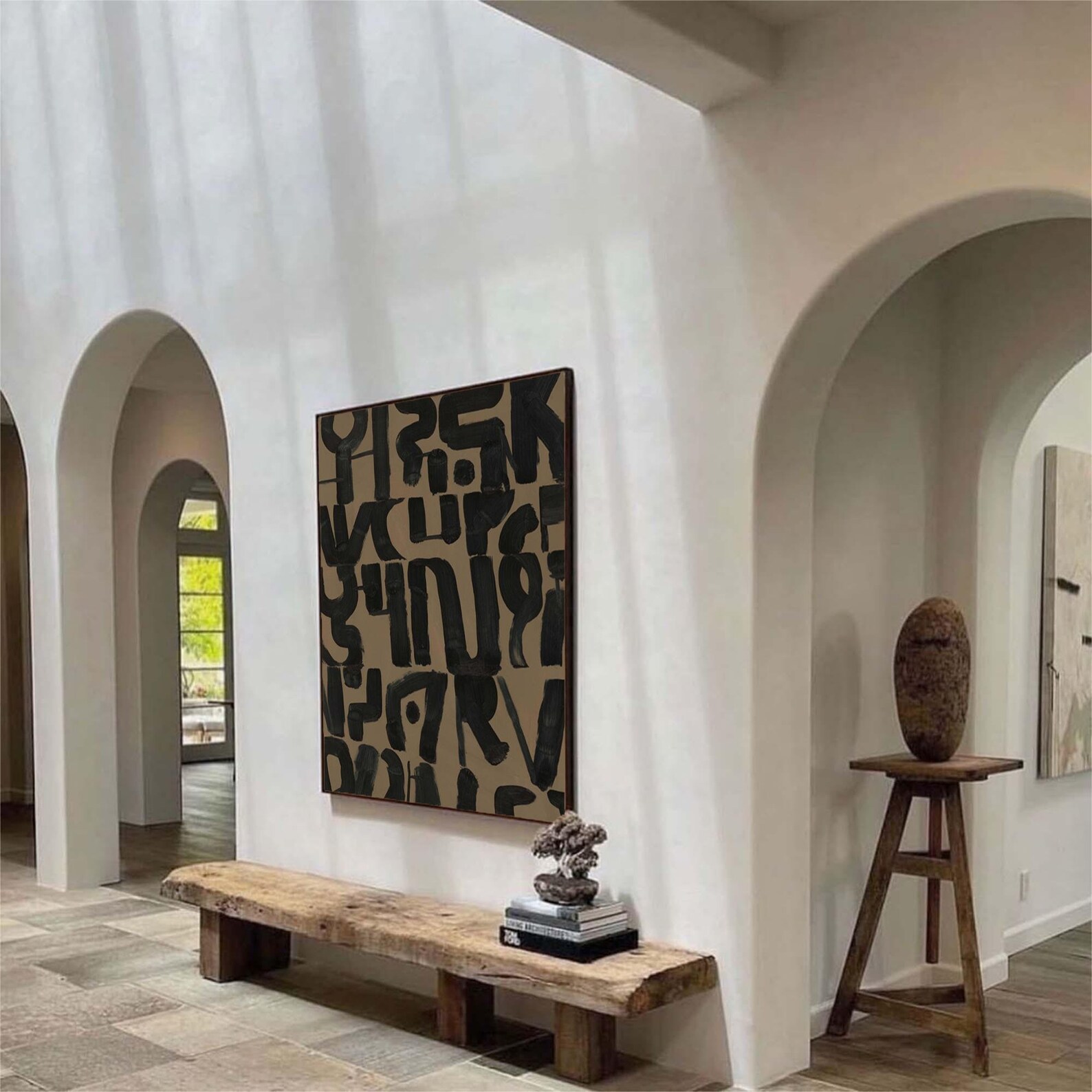 Black and Brown Abstract Art Black Brown Minimalist Painting Etsy