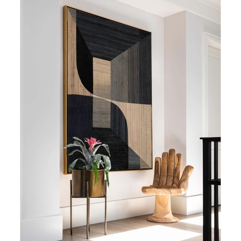 Black Wall Art Black and Beige Abstract Art Original Acrylic Etsy