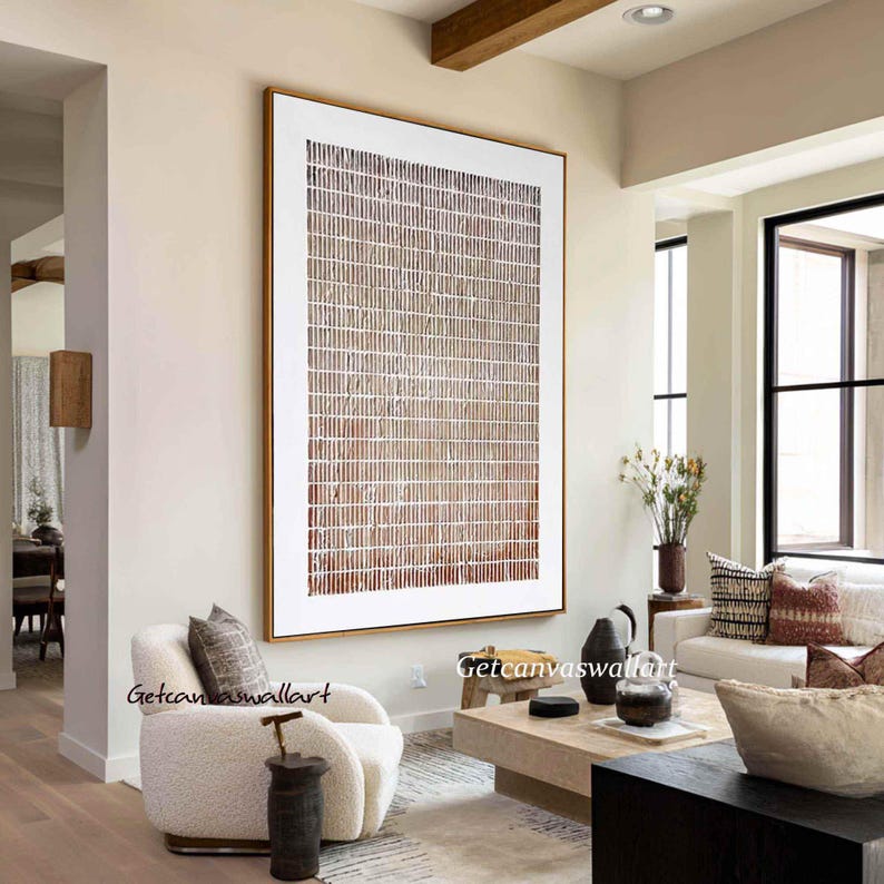 Brown 3D Textured Painting Large Brown Minimalist Wall Art Neutral ...