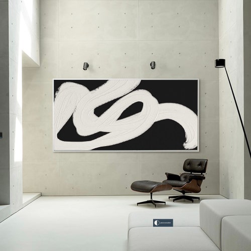 Black Wall Art Black and Beige Abstract Textured Painting Etsy