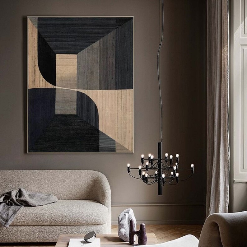 Black Wall Art Black and Beige Abstract Art Original Acrylic Etsy