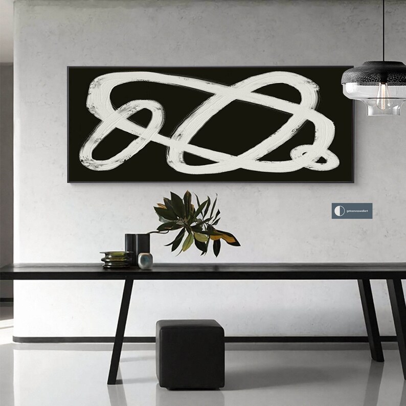 Large Black Wall Art Black and White Abstract Art Black Etsy