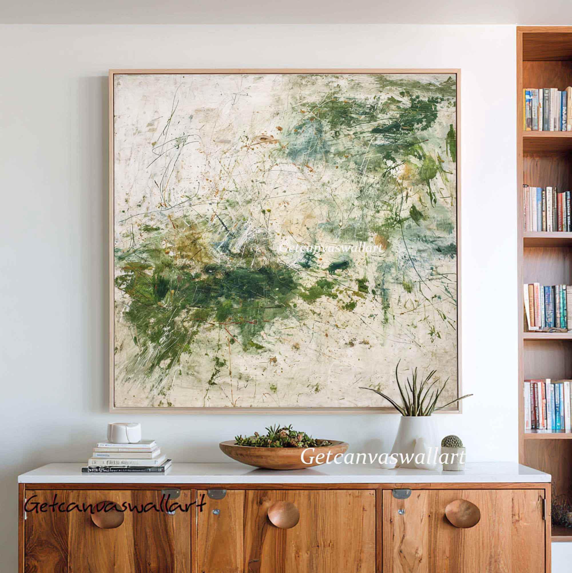 Green Abstract Oil Painting on Canvas Large Green Textured Wall Art ...