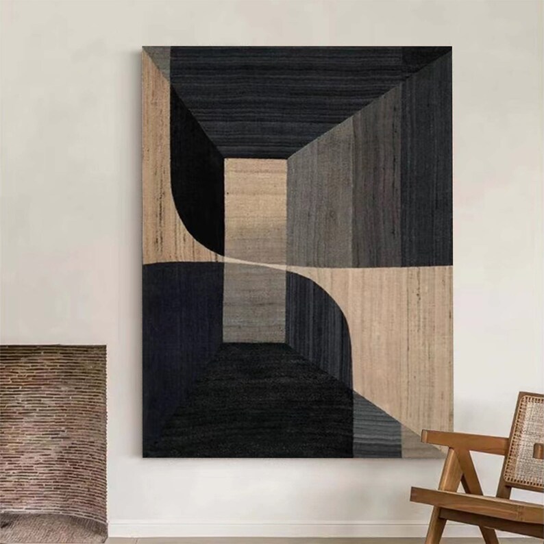 Black Wall Art Black and Beige Abstract Art Original Acrylic Etsy