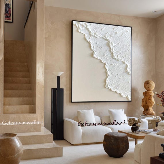 GeekMacro Wabi-Sabi Wandbild 61x91 Cm – Handgemaltes Ölgemälde Auf Leinwand, Strukturierte Oberfläche, Gerahmt – Blumen & Frauen-Silhouette Deko Für Wohnzimmer