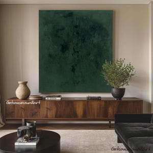 Abstract Green Painting Dark Green Wall Art Green Textured Painting on ...
