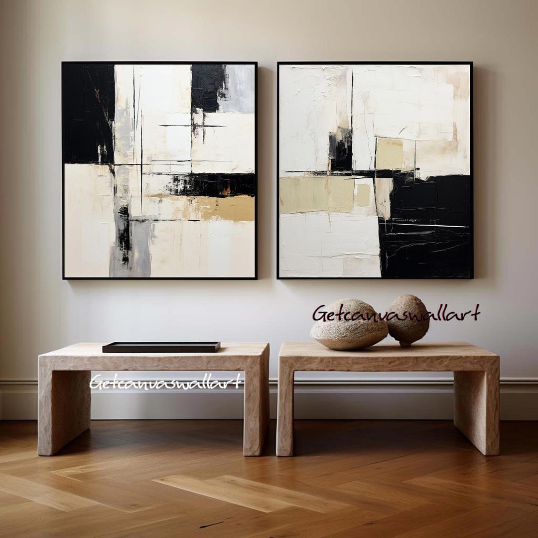 Wabi Sabi Wall Art 2 Pieces Beige Texture Canvas Art Set of 2 Beige and ...