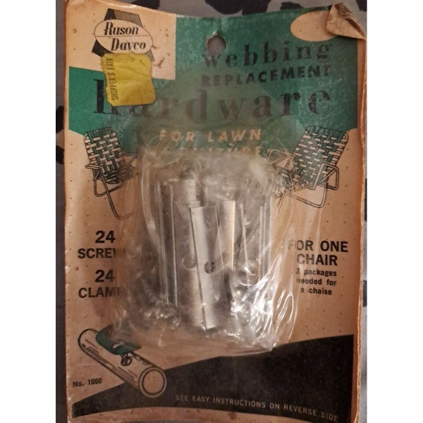 Ruson Davco Aluminum Lawn Chair Replacement Webbing hardware Vintage Pkg of 24