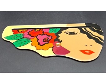 Patricia Smith MOON BAGS Hand-Painted Lacquer Face Plate Vintage 80s 90s