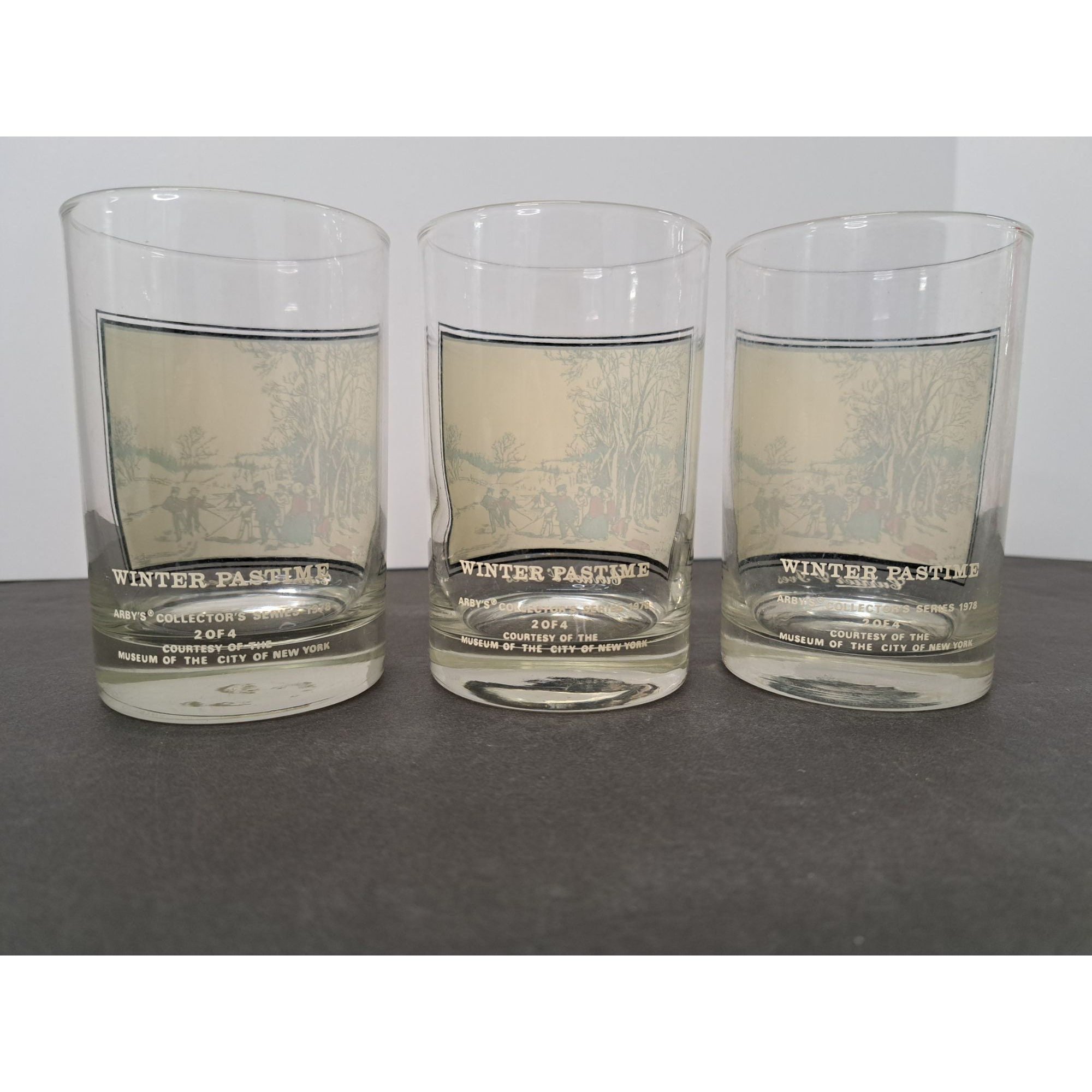 Vintage Arby's 1978 Currier and Ives Glasses Set of 3 (2 of 4 in Series ...
