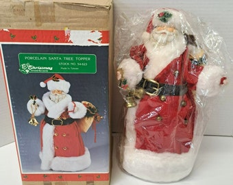 Vintage Christmas Around the World Porcelain Santa Tree Topper 54-623 Holiday NOS