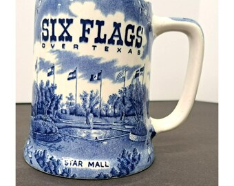 Vintage HTF Six Flags over Texas Stein Mug - *DAMAGED* display ONLY