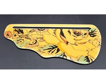 Patricia Smith MOON BAGS Hand-Painted Lacquer Face Plate Panel Floral Vintage 80s 90s