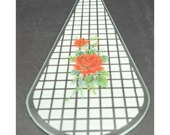 Vintage Touch Lamp Etched Glass Rose Lattice Replacement Panel 1 PANEL NO LAMP