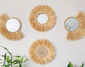 Natural Round Seagrass Wall Hanging Decor,Boho Raffia Sunburst Wall Decor,Rattan Wall Decor,Bohemian Decor,Ethnic Wall Art,Rustic Woven Home