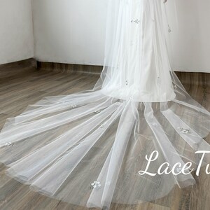 Bridal Lace Wedding Veil Without Comb,Cathedral Veil,Ivory/White Veil,Long Veil,Vintage Veil,Photography Veil,Bridal Accessories