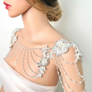 Bijoux d’épaule en dentelle perlée | corps| Accessoires de mariage|bretelles de mariée| Accessoire de mariée|chaîne d’épaule