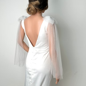 Bow Bridal Sleeves|Glitter tulle Sleeves|Fairy Sleeves|Bridal Cover Up|Bridal accessory|Shoulders