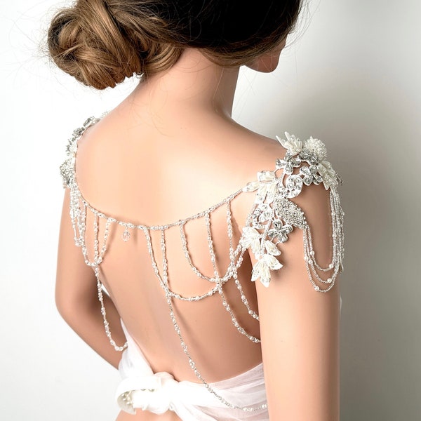 Bridal Shoulder Necklace|beaded shoulder chain|rhinestone shoulder chain|Bridal accessory|shoulder chain|wedding gift
