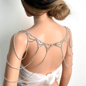 Chaîne d’épaule en strass de mariage|bretelles de mariée|collier d’épaule|strass cape|mariée|chaîne d’épaule