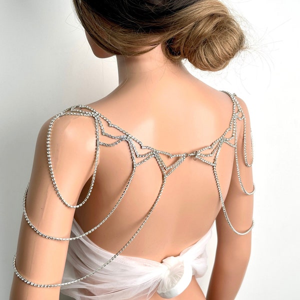 Cadena de hombro de diamantes de imitación de boda / correas de novia / collar de hombro / capa de diamantes de imitación / joyería de novia / cadena de hombro