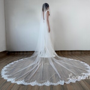 Floral Lace Bridal Veil,2 Tier Veil,Lace Veil,Cathedral Veil,White/Ivory Veil,Blush Veil,Bridal Wedding Veil,Soft Veil,Vintage Wedding Veil