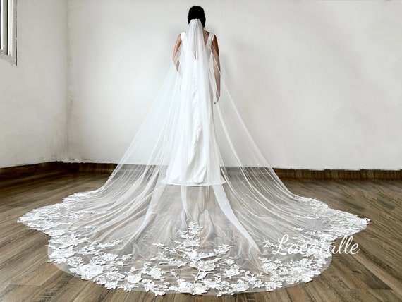 Floral Edge Veil, Floral Lace Veil, Embroidery Veil  display picture 3