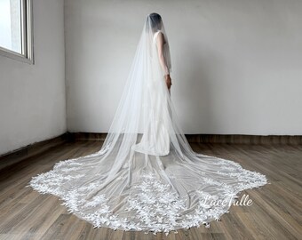 Flower Wedding Veil,leaf Leaves Lace Veil,bridal Cathedral  display picture 1