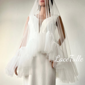 Ruffled bridal veil|blush veil|fingertip veil|wedding veil|bridal veil|wedding accessories|veil