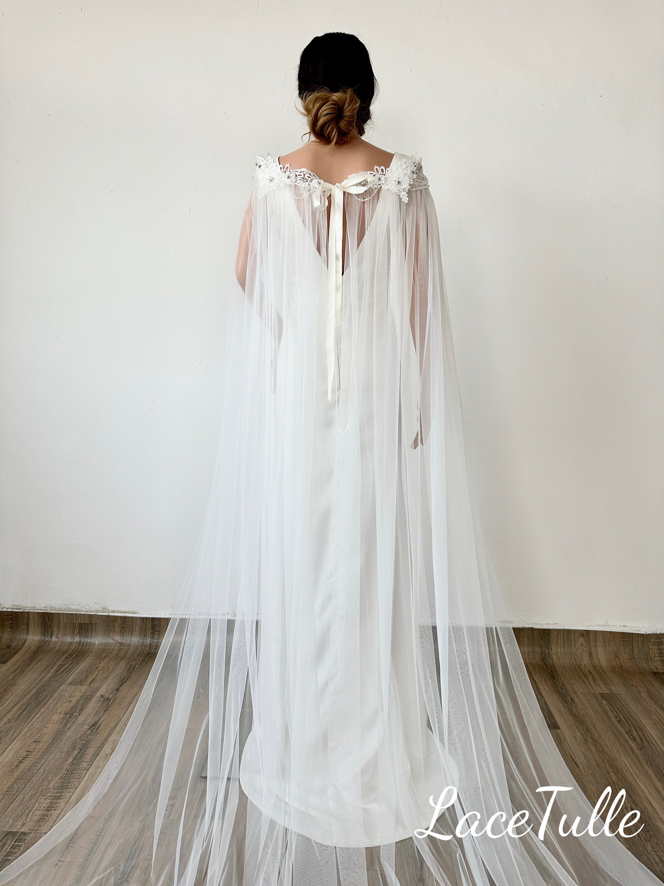 Gerrie Full-Length Beaded Bridal Cape main image 1