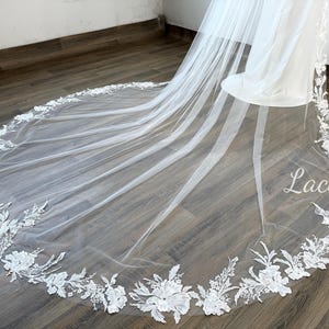Single Layer Veil,Bridal Floral Lace Veil,Sequin Veil,Lace Applique Veil,Ivory Veil,Cathedral Veil,Simple Tulle Veil,Wedding Veil