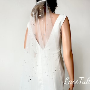 Voile de strass étincelant | une couche de voile | voile de cristal ivoire | voile de cathédrale | voile de mariée | voile de mariage | voile