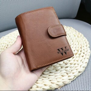 Personalized Mens Wallet,Genuine Soft Brown red Leather Wallet,Personalized Birthday Gift for Boyfriend