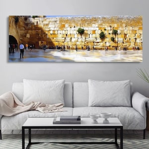 Kotel Panoramic Painting Digital Download, Iconic Western Wall Jerusalem Print Decor, Judaica Wall Art Home Decor, Modern Jewish Gift