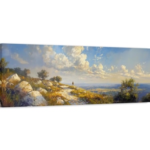 Israel Mountain View Painting Panoramic Canvas Israel Landscape Art Canvas Israel Wall Art Home Decor Judaica Painting Wall Decor Jewish Art