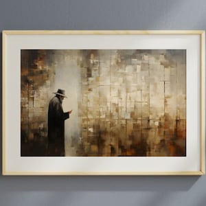 Rabbi Painting Digital Download, Rav Praying Kotel Wall Art, Jewish Master Printable Home Decor, Judaica Gifts, Modern Jewish Original Art