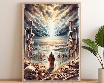 Tal der trockenen Knochen Malerei Digital Download Hesekiel Bibel Druck Hesekiel 37 Schrift Vers Wand Kunst Biblische Geschenke Original Kunst