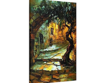 Jerusalem Old City Narrow Stairway Painting Canvas Jerusalem Art Canvas Wall Art Home Decor Judaica Painting Wall Decor Modern Jewish Art