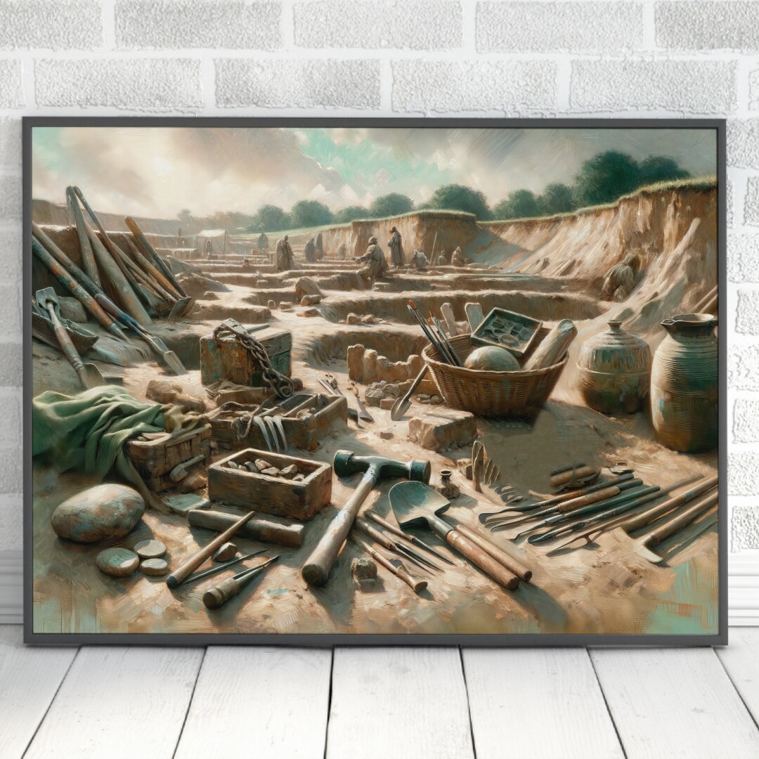 Archaeology Site Painting Digital Print Archaeological Printable Wall ...