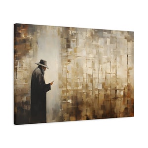 Rabbi At The Kotel Painting Canvas, Judaica Wall Art Canvas Print Gift, Israel Painting Jewish Home Decor, Abstract Religious Artwork