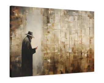 Rabbi al Kotel dipinto su tela, regalo di stampa su tela Judaica Wall Art, pittura israeliana decorazione per la casa ebraica, opera d'arte religiosa astratta